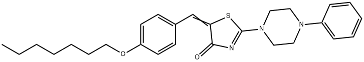 (5Z)-5-[(4-heptoxyphenyl)methylidene]-2-(4-phenylpiperazin-1-yl)-1,3-thiazol-4-one Struktur