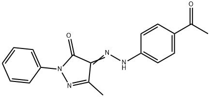 4-[(4-acetylphenyl)hydrazono]-5-methyl-2-phenyl-2,4-dihydro-3H-pyrazol-3-one Struktur