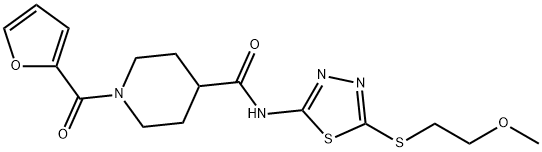 1-(furan-2-ylcarbonyl)-N-{5-[(2-methoxyethyl)sulfanyl]-1,3,4-thiadiazol-2-yl}piperidine-4-carboxamide Struktur