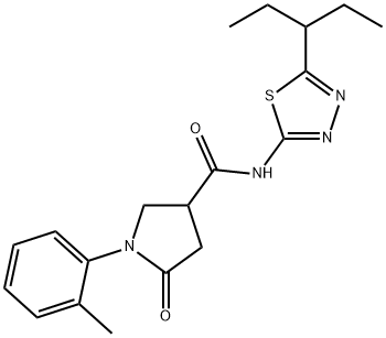 1-(2-methylphenyl)-5-oxo-N-(5-pentan-3-yl-1,3,4-thiadiazol-2-yl)pyrrolidine-3-carboxamide Struktur