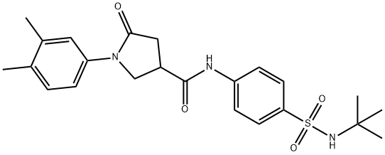 N-[4-(tert-butylsulfamoyl)phenyl]-1-(3,4-dimethylphenyl)-5-oxopyrrolidine-3-carboxamide Struktur