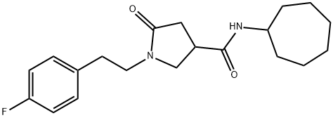 N-cycloheptyl-1-[2-(4-fluorophenyl)ethyl]-5-oxopyrrolidine-3-carboxamide Struktur