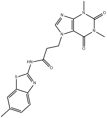 3-(1,3-dimethyl-2,6-dioxo-1,2,3,6-tetrahydro-7H-purin-7-yl)-N-(6-methyl-1,3-benzothiazol-2-yl)propanamide 結(jié)構(gòu)式