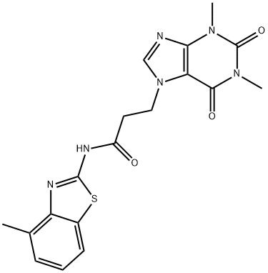 3-(1,3-dimethyl-2,6-dioxopurin-7-yl)-N-(4-methyl-1,3-benzothiazol-2-yl)propanamide Struktur