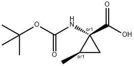 (1S,2S)-1-(tert-butoxycarbonylamino)-2-methyl-cyclopropanecarboxylic acid Struktur