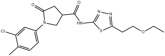 1-(3-chloro-4-methylphenyl)-N-[5-(2-ethoxyethyl)-1,3,4-thiadiazol-2-yl]-5-oxopyrrolidine-3-carboxamide Struktur