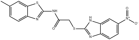 N-(6-methyl-1,3-benzothiazol-2-yl)-2-[(5-nitro-1H-benzimidazol-2-yl)sulfanyl]acetamide Struktur