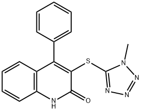 3-[(1-methyl-1H-tetrazol-5-yl)sulfanyl]-4-phenylquinolin-2(1H)-one Struktur