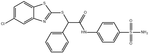 2-[(5-chloro-1,3-benzothiazol-2-yl)sulfanyl]-2-phenyl-N-(4-sulfamoylphenyl)acetamide Struktur