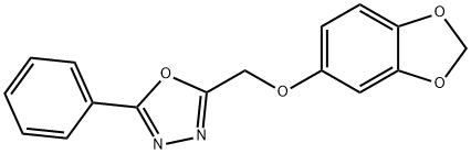 2-(Benzo[1,3]dioxol-5-yloxymethyl)-5-phenyl-[1,3,4]oxadiazole Struktur