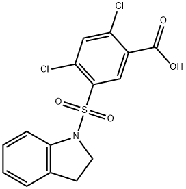 2,4-Dichloro-5-(2,3-dihydro-indole-1-sulfonyl)-benzoic acid Struktur