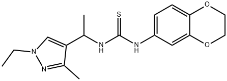 1-(2,3-dihydro-1,4-benzodioxin-6-yl)-3-[1-(1-ethyl-3-methylpyrazol-4-yl)ethyl]thiourea Struktur