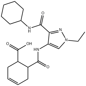 6-{[3-(cyclohexylcarbamoyl)-1-ethyl-1H-pyrazol-4-yl]carbamoyl}cyclohex-3-ene-1-carboxylic acid Struktur