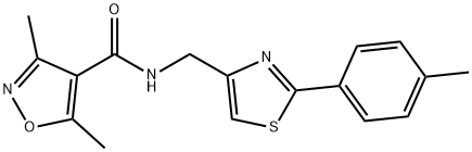 3,5-dimethyl-N-[[2-(4-methylphenyl)-1,3-thiazol-4-yl]methyl]-1,2-oxazole-4-carboxamide Struktur