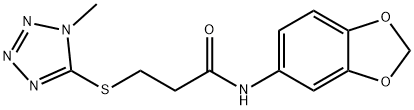 N-(1,3-benzodioxol-5-yl)-3-(1-methyltetrazol-5-yl)sulfanylpropanamide Struktur