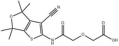 [(3-Cyano-4,4,6,6-tetramethyl-4,6-dihydro-thieno[2,3-c]furan-2-ylcarbamoyl)-methoxy]-acetic acid Struktur