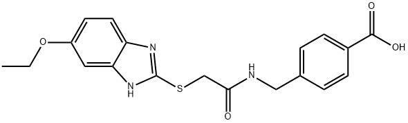 4-[({[(5-ethoxy-1H-benzimidazol-2-yl)sulfanyl]acetyl}amino)methyl]benzoic acid Struktur