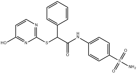 2-[(4-hydroxypyrimidin-2-yl)sulfanyl]-2-phenyl-N-(4-sulfamoylphenyl)acetamide Struktur