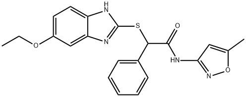 2-[(5-ethoxy-1H-benzimidazol-2-yl)sulfanyl]-N-(5-methyl-1,2-oxazol-3-yl)-2-phenylacetamide Struktur