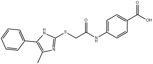 4-[[2-[(5-methyl-4-phenyl-1H-imidazol-2-yl)sulfanyl]acetyl]amino]benzoic acid Struktur