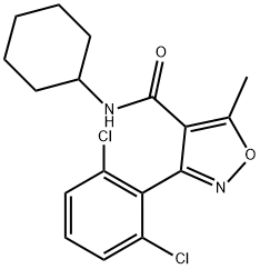 N-cyclohexyl-3-(2,6-dichlorophenyl)-5-methyl-1,2-oxazole-4-carboxamide Struktur