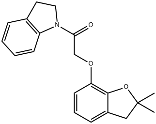 1-(2,3-Dihydro-indol-1-yl)-2-(2,2-dimethyl-2,3-dihydro-benzofuran-7-yloxy)-ethanone Struktur