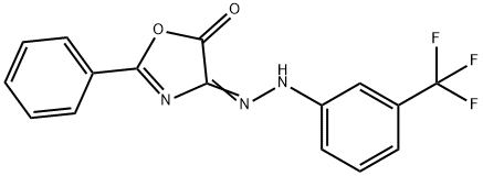 2-Phenyl-4-[(3-trifluoromethyl-phenyl)-hydrazono]-4H-oxazol-5-one Struktur