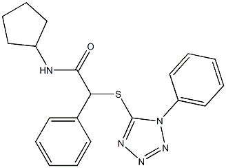 N-cyclopentyl-2-phenyl-2-[(1-phenyl-1H-tetrazol-5-yl)sulfanyl]acetamide Struktur