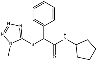 N-cyclopentyl-2-[(1-methyl-1H-tetrazol-5-yl)sulfanyl]-2-phenylacetamide Struktur