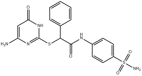 2-[(4-amino-6-oxo-1,6-dihydropyrimidin-2-yl)sulfanyl]-2-phenyl-N-(4-sulfamoylphenyl)acetamide Struktur