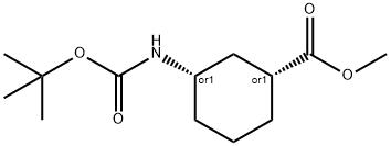 Methyl cis-(+/-)-3-{[(tert-butoxy)carbonyl]amino}cyclohexane-1-carboxylate Struktur