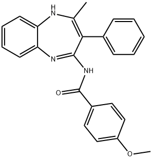 4-methoxy-N-(2-methyl-3-phenyl-1H-1,5-benzodiazepin-4-yl)benzamide Struktur