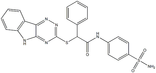 2-phenyl-N-(4-sulfamoylphenyl)-2-(5H-[1,2,4]triazino[5,6-b]indol-3-ylsulfanyl)acetamide Struktur