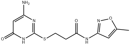 3-[(4-amino-6-oxo-1,6-dihydropyrimidin-2-yl)sulfanyl]-N-(5-methyl-1,2-oxazol-3-yl)propanamide Struktur