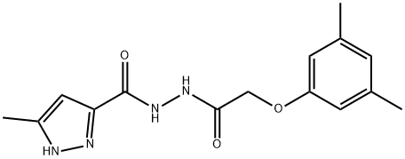 N'-[(3,5-dimethylphenoxy)acetyl]-3-methyl-1H-pyrazole-5-carbohydrazide Struktur