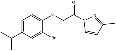 1-[(2-bromo-4-isopropylphenoxy)acetyl]-3-methyl-1H-pyrazole Struktur