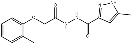 3-methyl-N'-[(2-methylphenoxy)acetyl]-1H-pyrazole-5-carbohydrazide Struktur