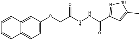 3-methyl-N'-[(2-naphthyloxy)acetyl]-1H-pyrazole-5-carbohydrazide Struktur