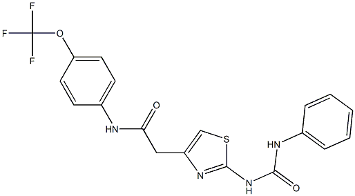 2-[2-(phenylcarbamoylamino)-1,3-thiazol-4-yl]-N-[4-(trifluoromethoxy)phenyl]acetamide Struktur