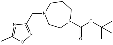 tert-butyl 4-[(5-methyl-1,2,4-oxadiazol-3-yl)methyl]-1,4-diazepane-1-carboxylate Struktur