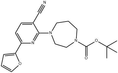 tert-butyl 4-[3-cyano-6-(furan-2-yl)pyridin-2-yl]-1,4-diazepane-1-carboxylate Struktur