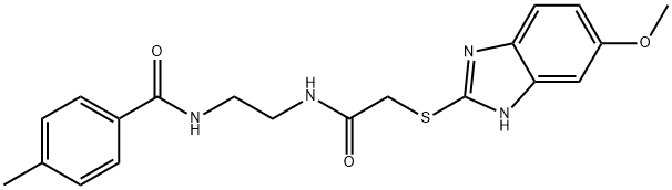 N-[2-[[2-[(6-methoxy-1H-benzimidazol-2-yl)sulfanyl]acetyl]amino]ethyl]-4-methylbenzamide Struktur