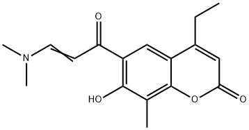 6-(3-Dimethylamino-acryloyl)-4-ethyl-7-hydroxy-8-methyl-chromen-2-one Struktur