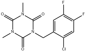 1-(2-Chloro-4,5-difluoro-benzyl)-3,5-dimethyl-[1,3,5]triazinane-2,4,6-trione Struktur