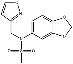 N-Benzo[1,3]dioxol-5-yl-N-isoxazol-3-ylmethyl-methanesulfonamide Struktur