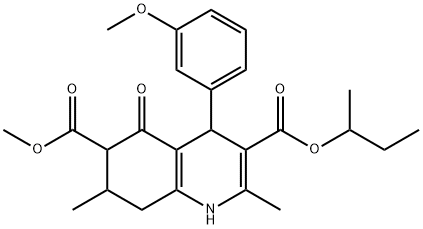 3-sec-butyl 6-methyl 4-(3-methoxyphenyl)-2,7-dimethyl-5-oxo-1,4,5,6,7,8-hexahydroquinoline-3,6-dicarboxylate Struktur