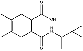 6-((3,3-dimethylbutan-2-yl)carbamoyl)-3,4-dimethylcyclohex-3-enecarboxylic acid Struktur