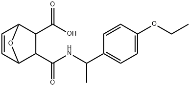 3-((1-(4-ethoxyphenyl)ethyl)carbamoyl)-7-oxabicyclo[2.2.1]hept-5-ene-2-carboxylic acid Struktur