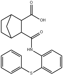 3-((2-(phenylthio)phenyl)carbamoyl)bicyclo[2.2.1]heptane-2-carboxylic acid Struktur