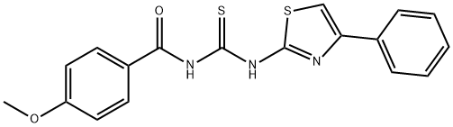 4-methoxy-N-{[(4-phenyl-1,3-thiazol-2-yl)amino]carbonothioyl}benzamide Struktur